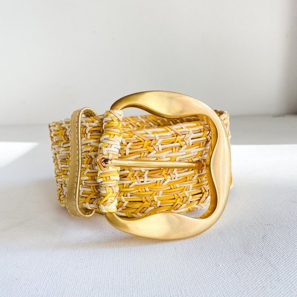 ๐ Suzi Roher Yellow & Gold Woven Belt ๐ - Picture 1 of 8